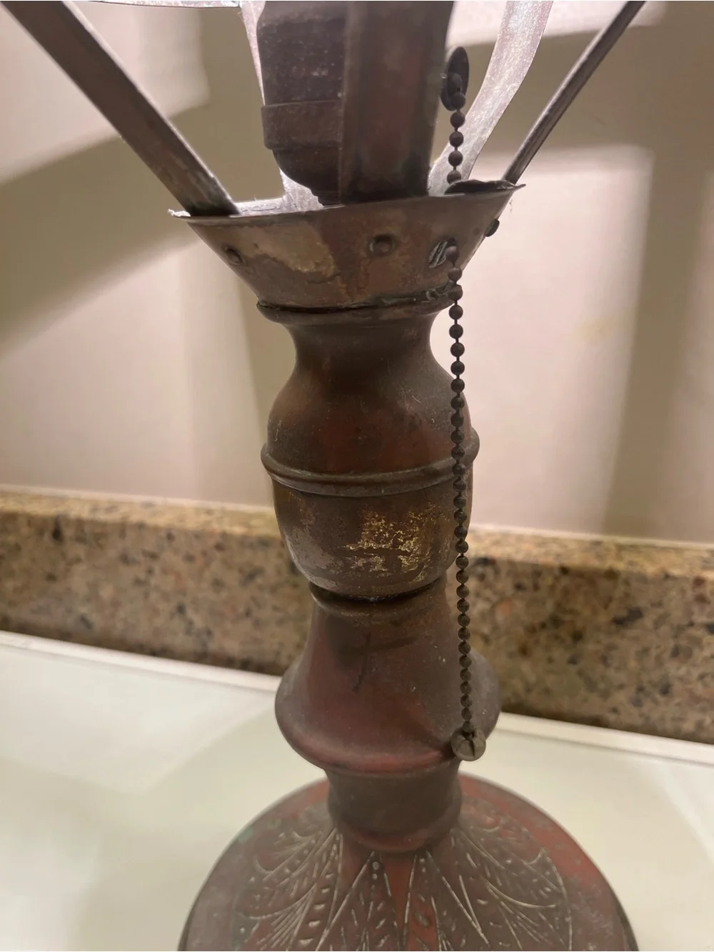 Vintage Copper Lantern Lamp - Home Accents 24.5” Tall & 9” Wide Great Patina